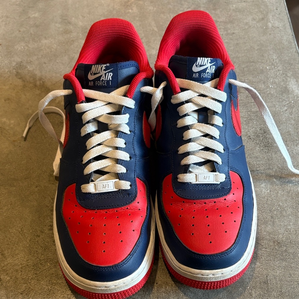 Nike Air Force 1 Red and Navy Sneakers